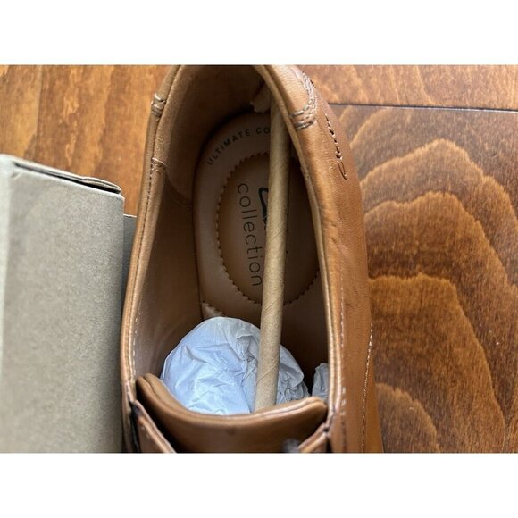 Clarks Men's Tilden Plain Oxford Dark Tan Lace Up Dress Shoe NEW US size 9 W - Picture 5 of 10